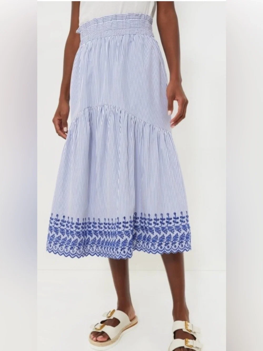 Tuckernuck blue stripe eyelet skirt XL NWT